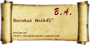 Bocskai Anikó névjegykártya